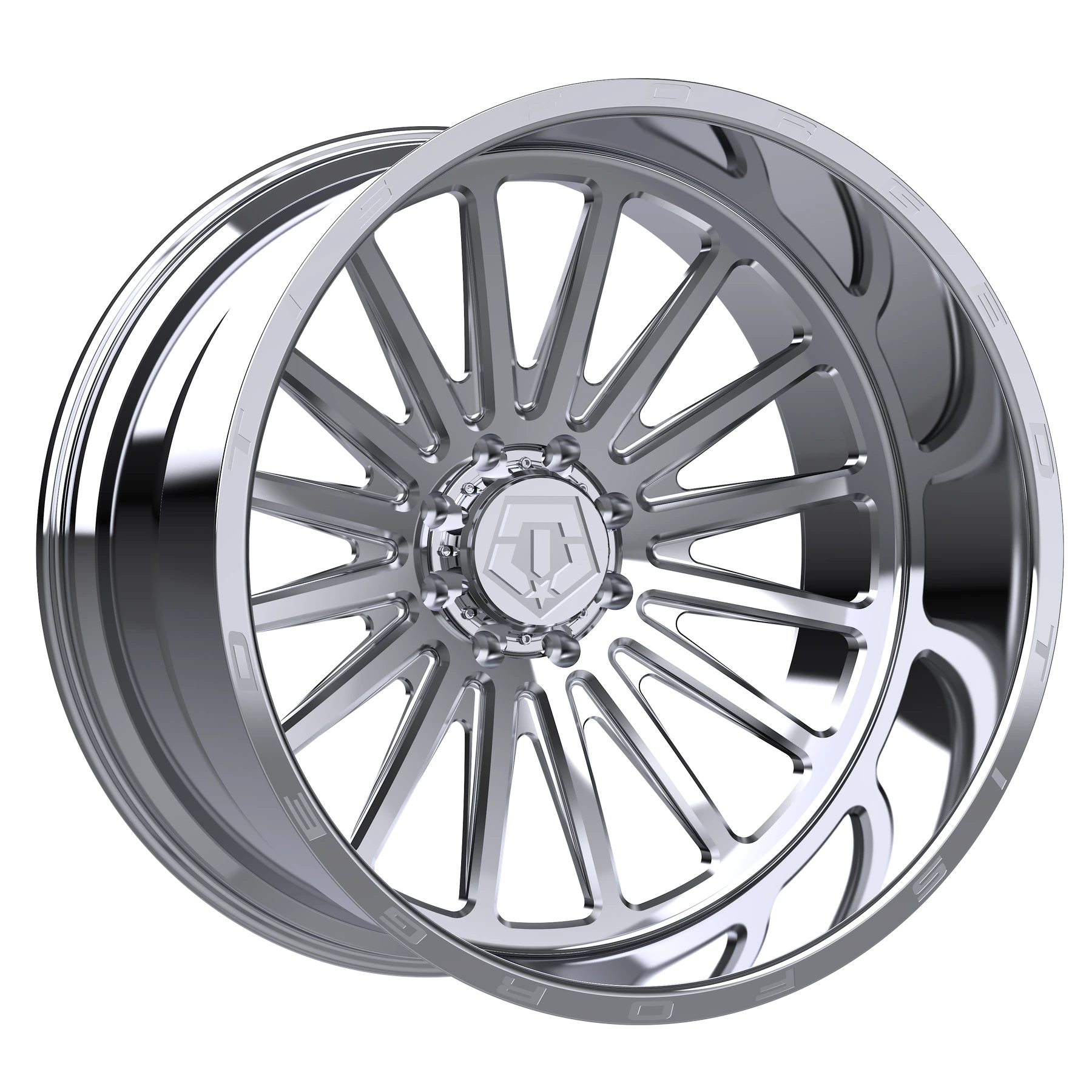 TIS Forged 902P polished wheel, angled view