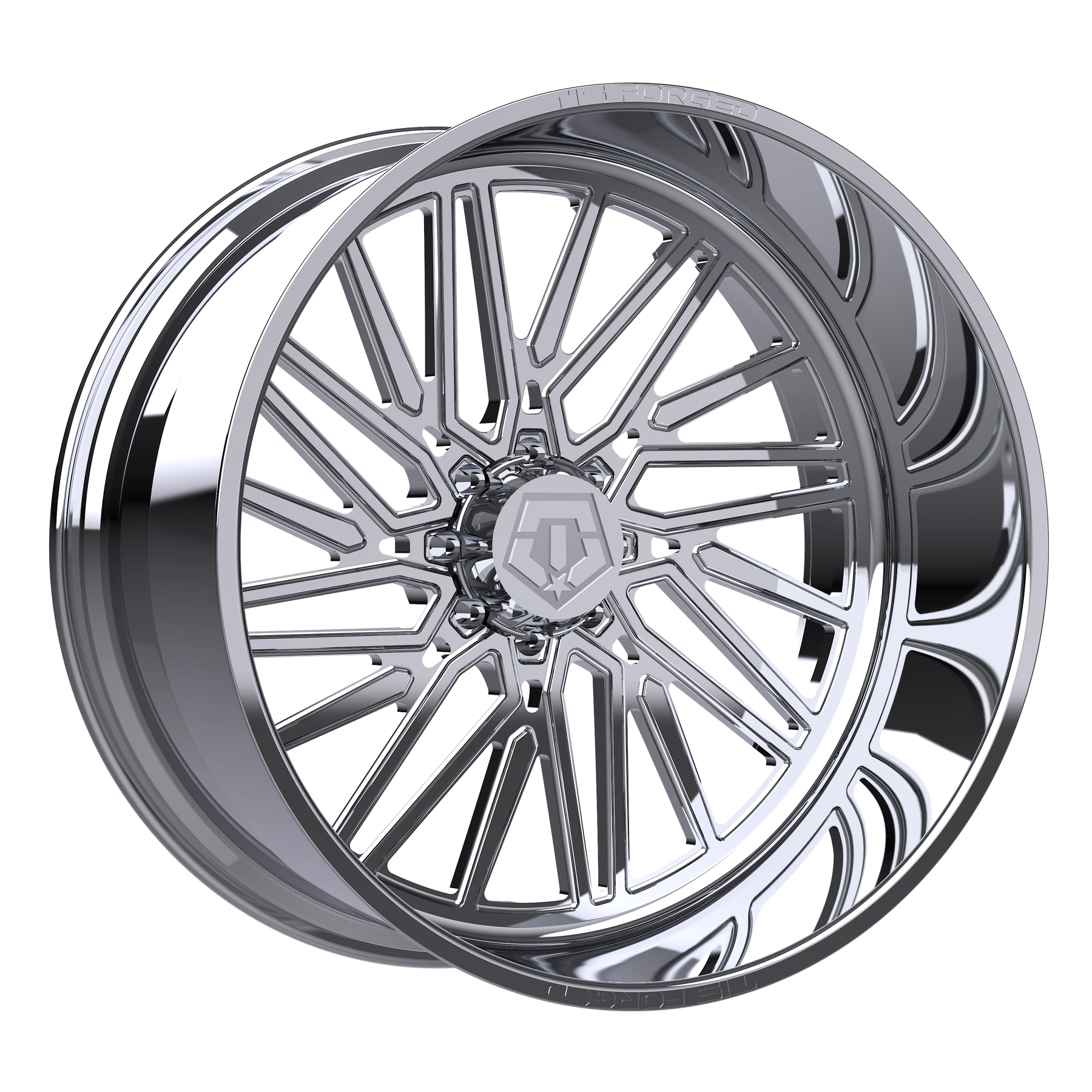 TIS Forged 903P polished wheel, angled view